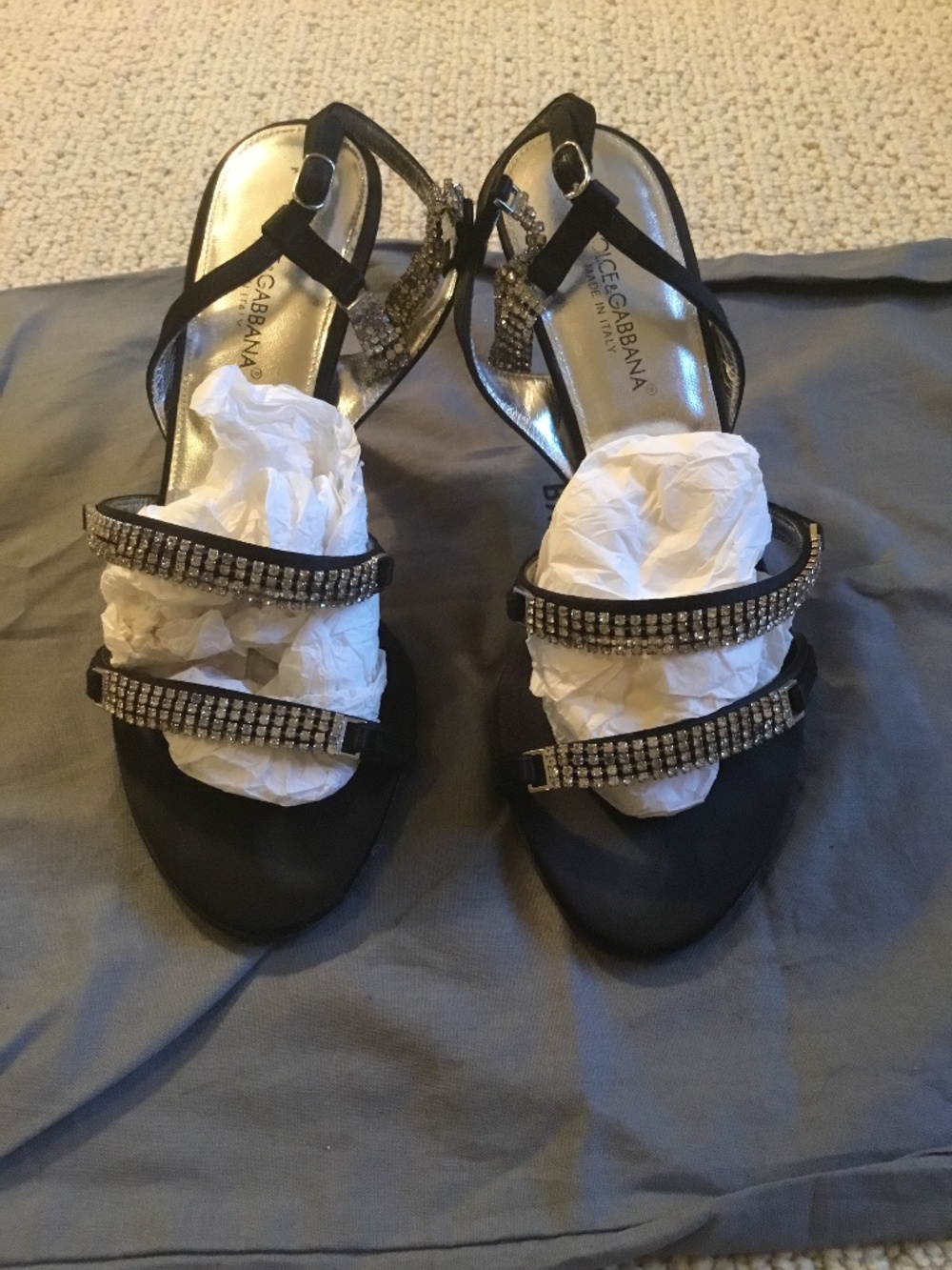 Dolce & Gabbana Crystal Embellished Satin Evening Sandals